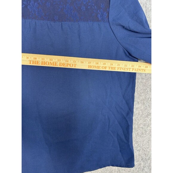 Emery Rose Size 2X Navy Blue Sheer Floral Lace Short Sleeve Top Career - Picture 6 of 6